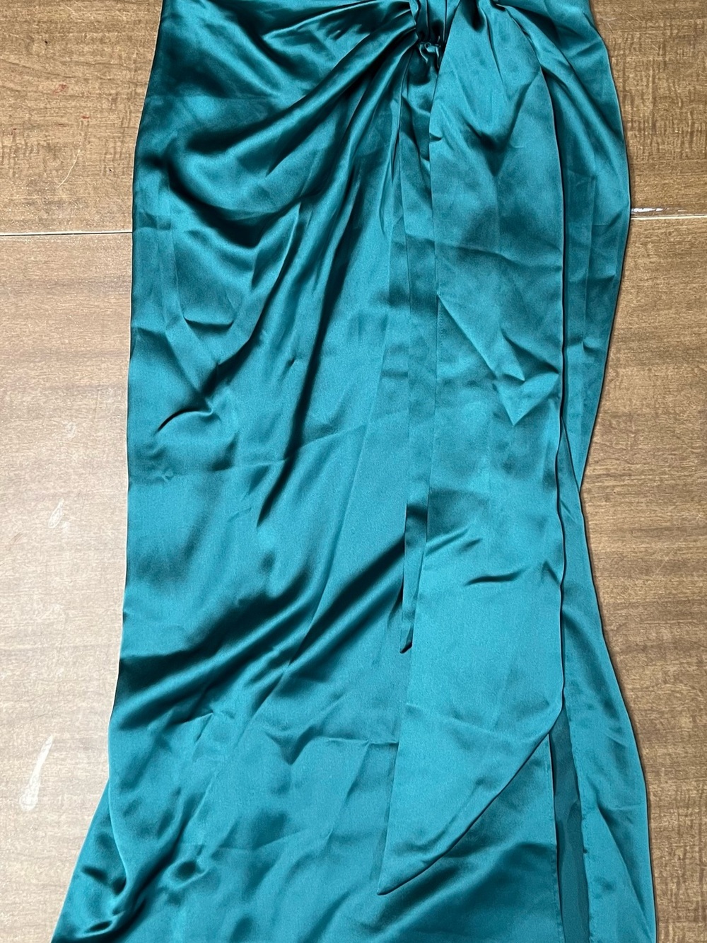 Zara Emerald Satin Tie-Waist Skirt